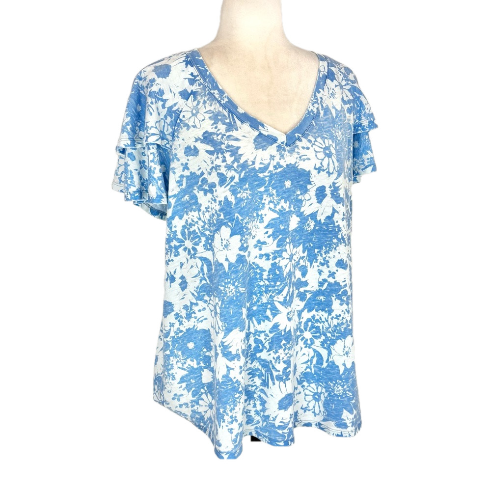 Jane + Delancey blue floral top, NWT